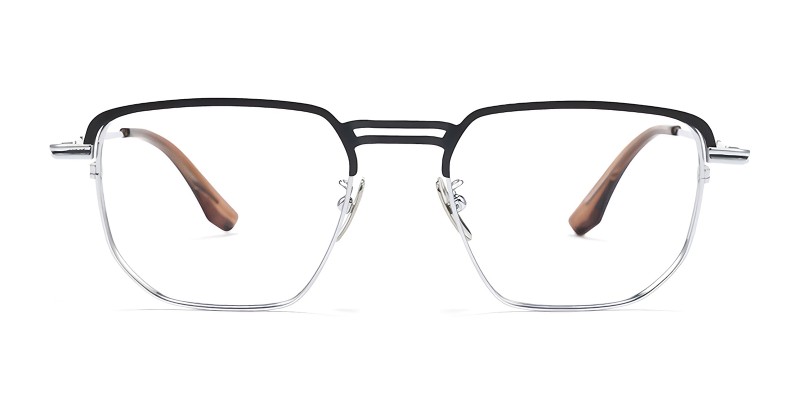 Fame Black Silver Square Prescription Glasses