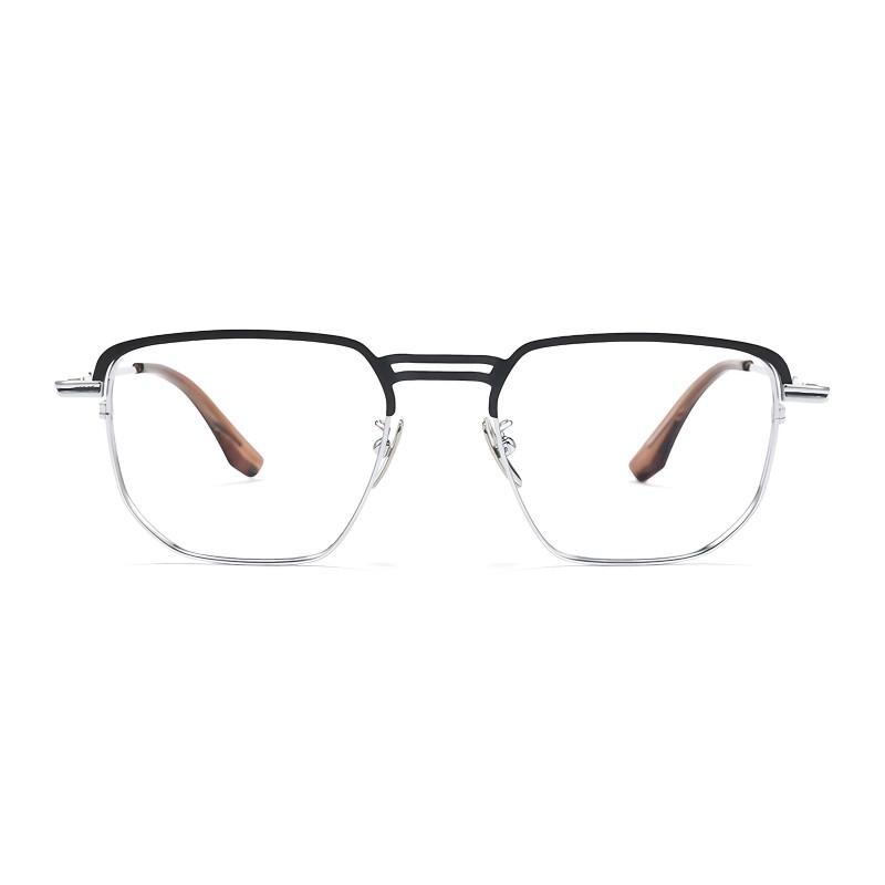 Aviator Black Silver Eyeglasses