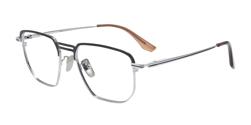 Fame Black Silver Square Prescription Glasses additional view