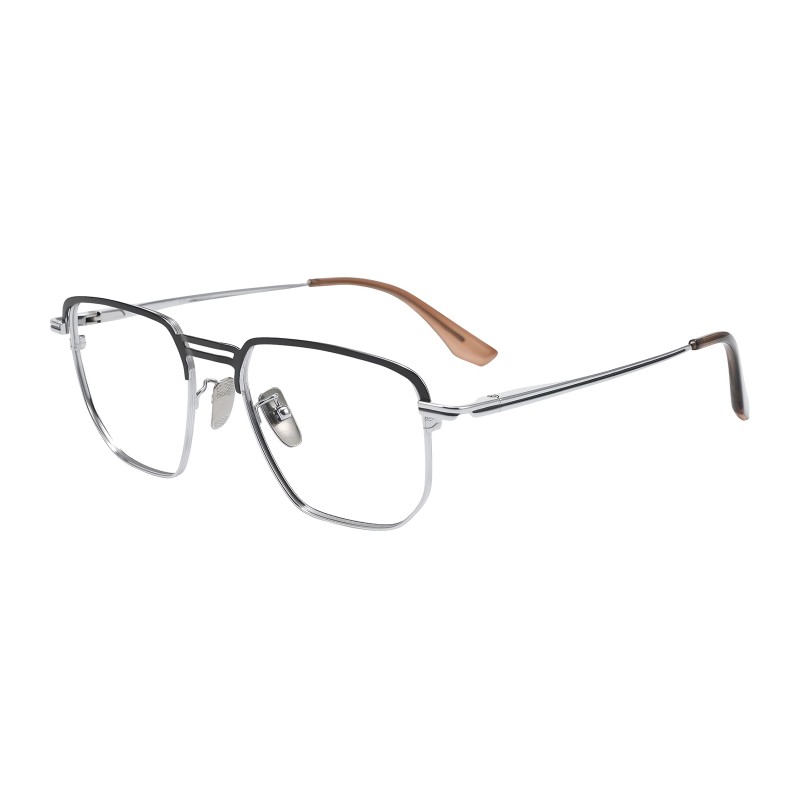 Aviator Black Silver Eyeglasses