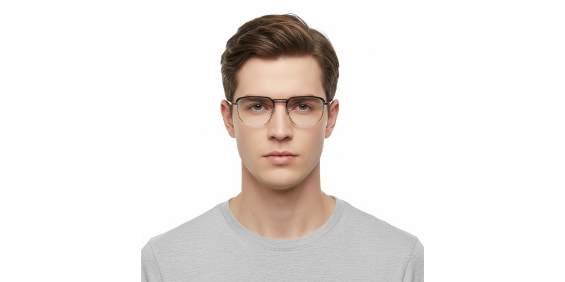 Fame Black Silver Square Prescription Glasses additional view