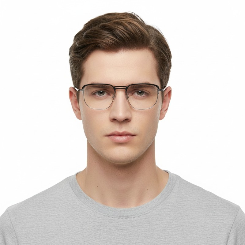 Aviator Black Silver Eyeglasses