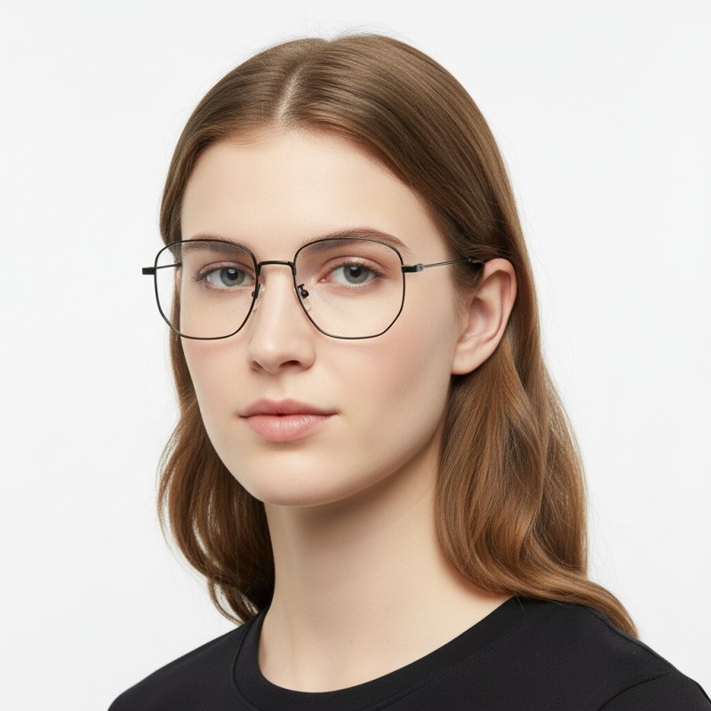 Polygon Black Eyeglasses