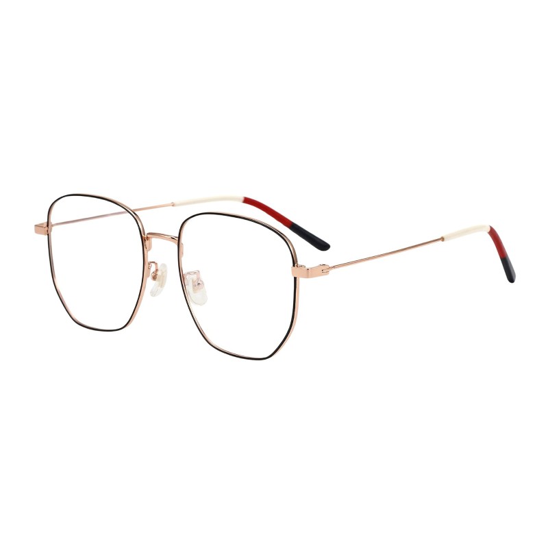 Polygon Black Rose Gold Eyeglasses