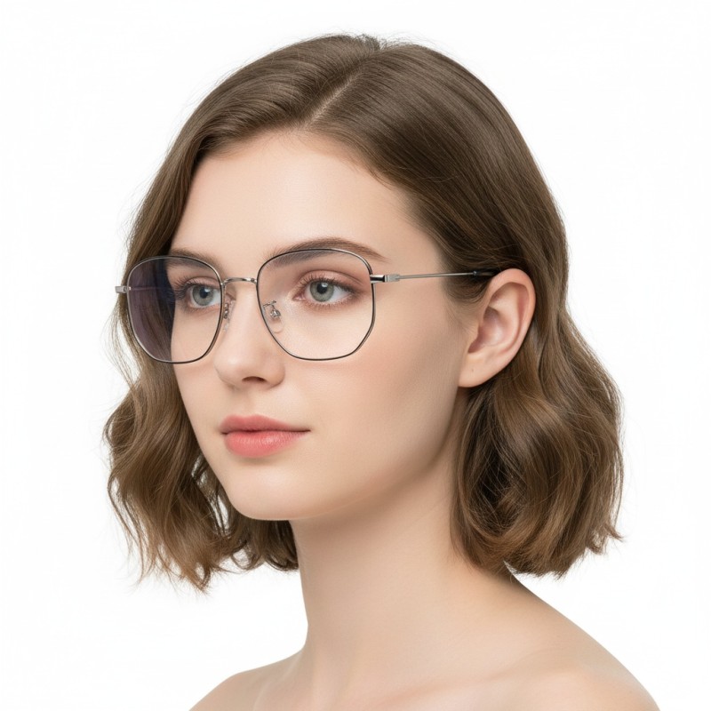 Polygon Black Silver Eyeglasses