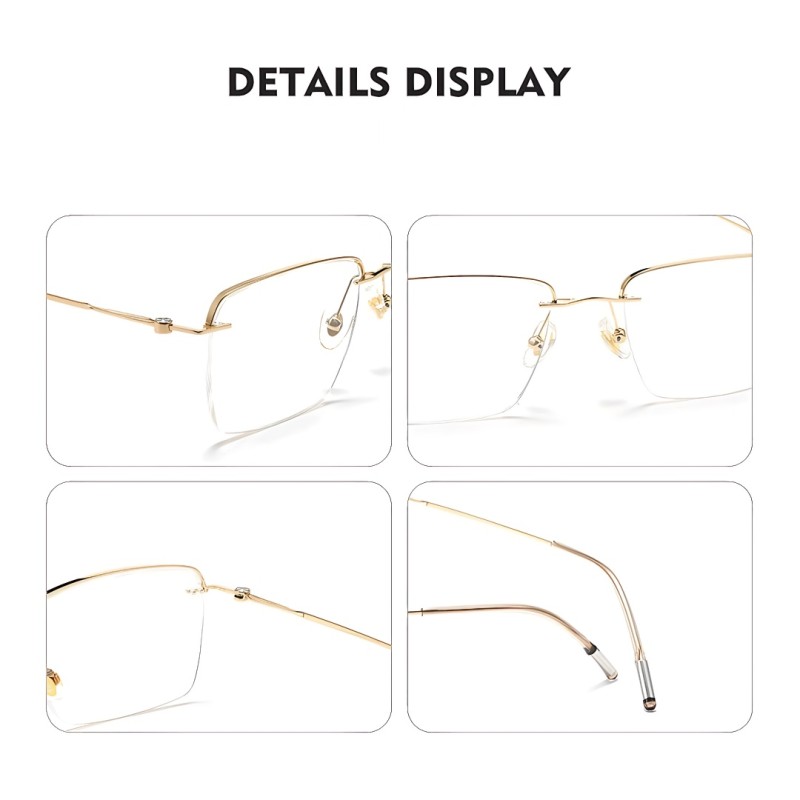 Rectangle Golden Eyeglasses