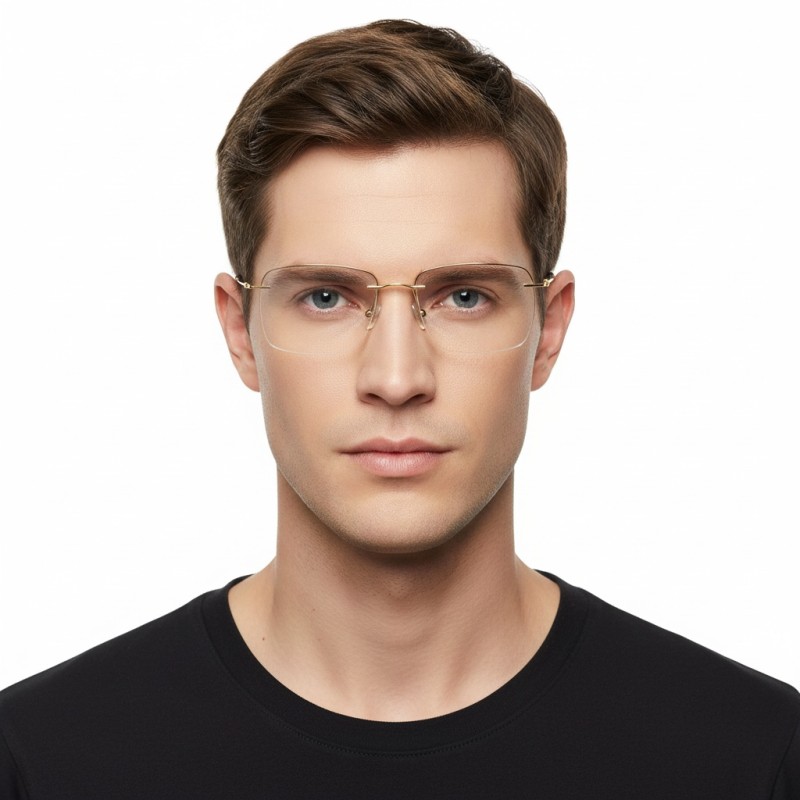 Rectangle Golden Eyeglasses