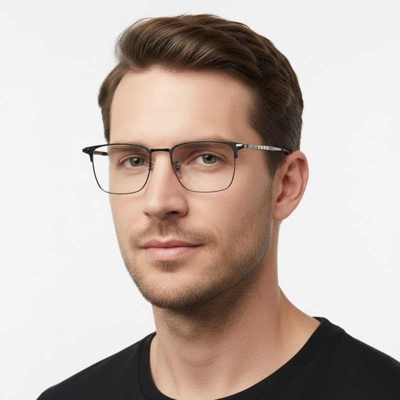  Rectangle Black Gunmetal Eyeglasses