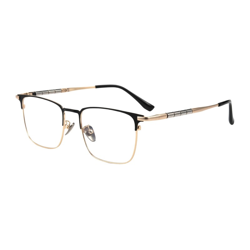  Rectangle Black Golden Eyeglasses