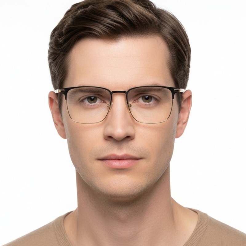  Rectangle Black Golden Eyeglasses