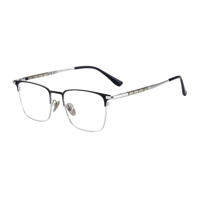  Rectangle Black Silver Eyeglasses