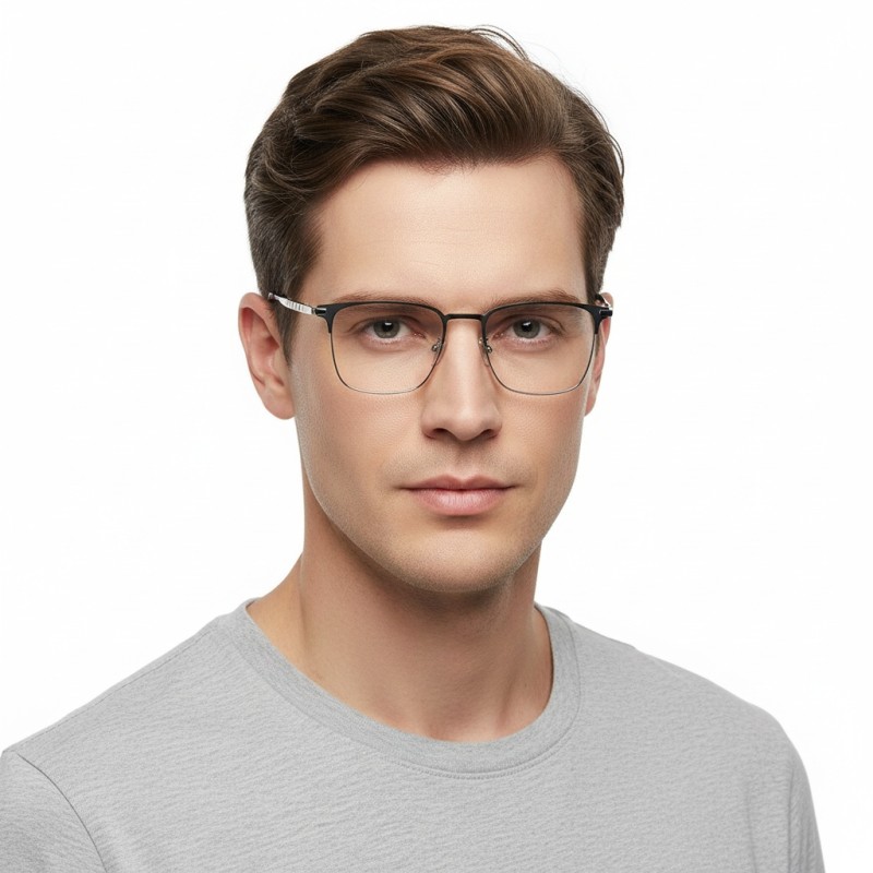  Rectangle Black Silver Eyeglasses