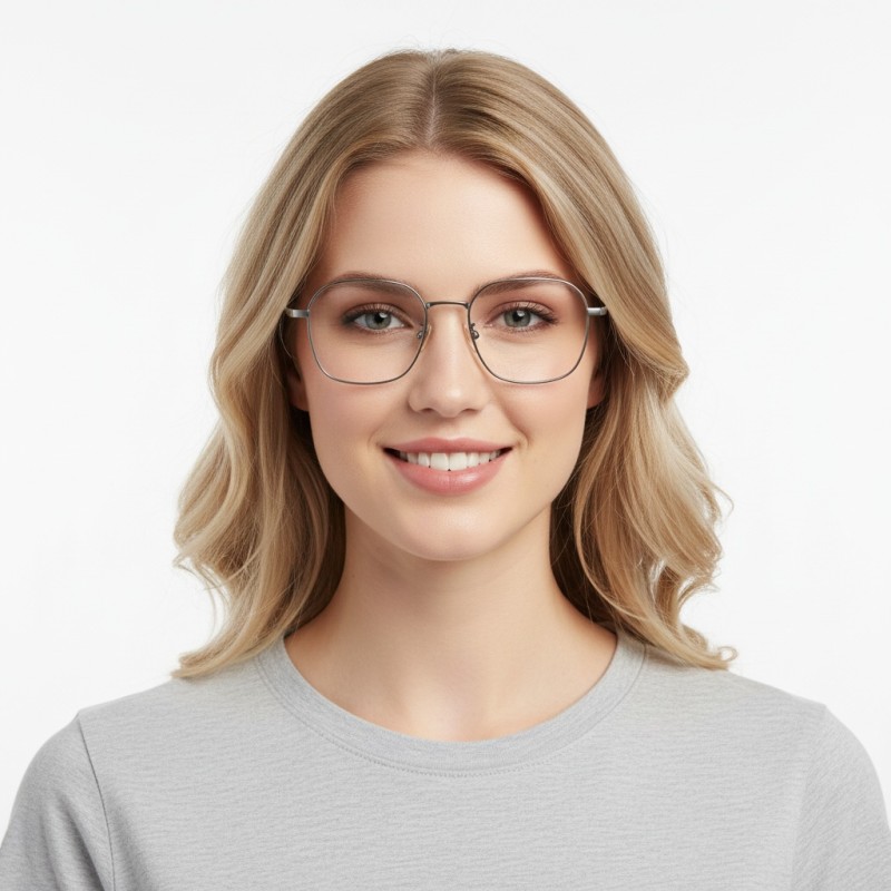 Polygon Silver Eyeglasses