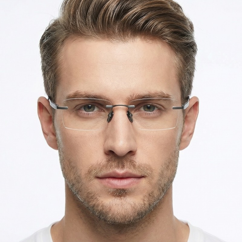 Rectangle Gunnmetal Eyeglasses