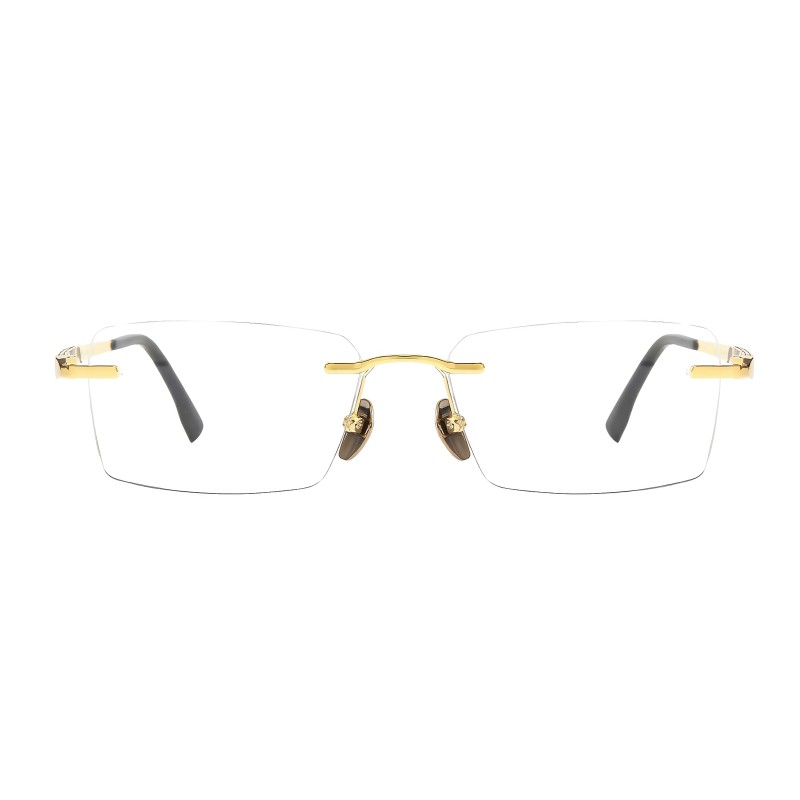 Rectangle Golden Eyeglasses