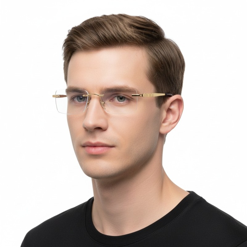 Rectangle Golden Eyeglasses