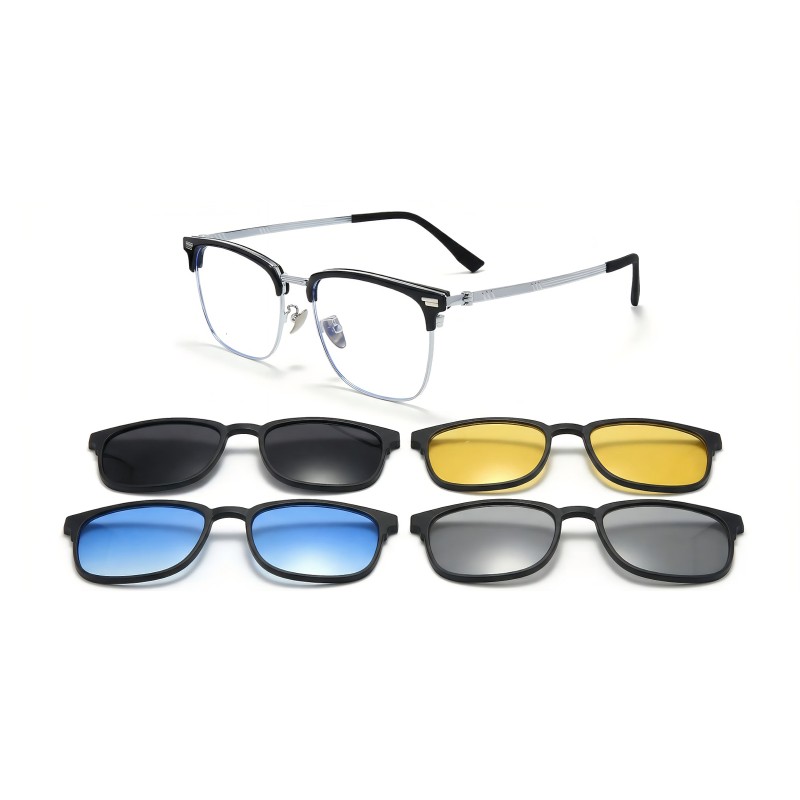 Square Black Silver Eyeglasses