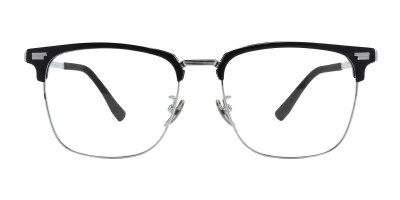Square Black Silver Eyeglasses