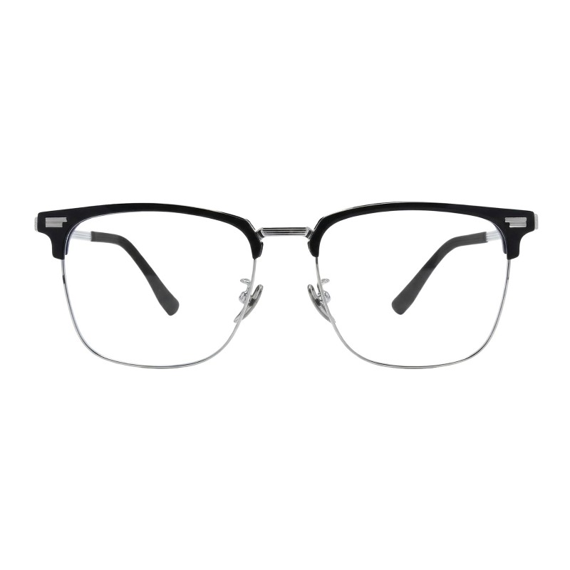 Square Black Silver Eyeglasses