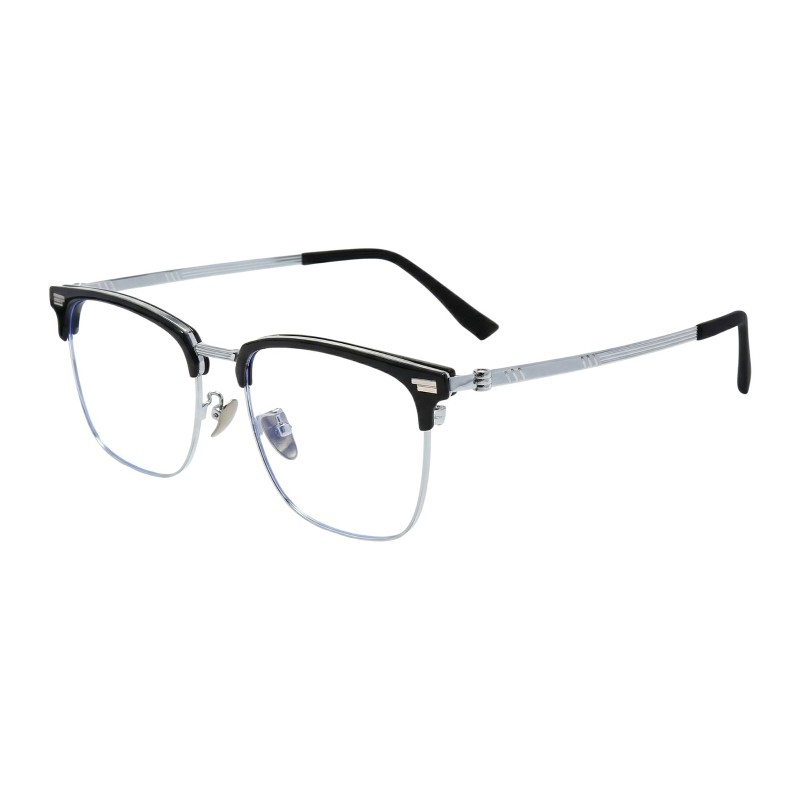 Square Black Silver Eyeglasses