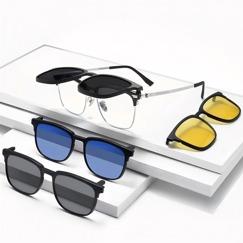 Square Black Silver Eyeglasses