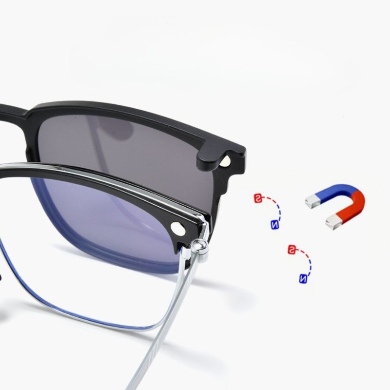 Square Black Silver Eyeglasses