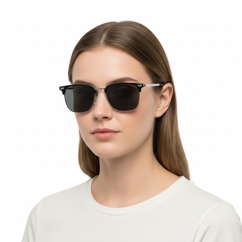 Square Black Silver Eyeglasses