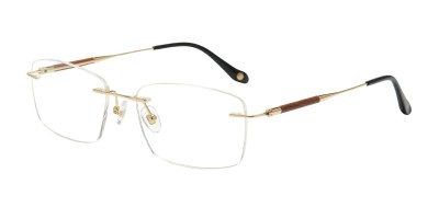 Rectangle Golden Eyeglasses