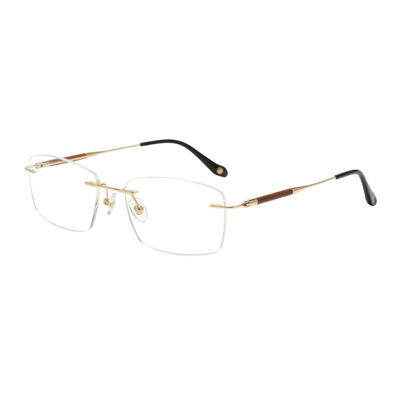 Rectangle Golden Eyeglasses