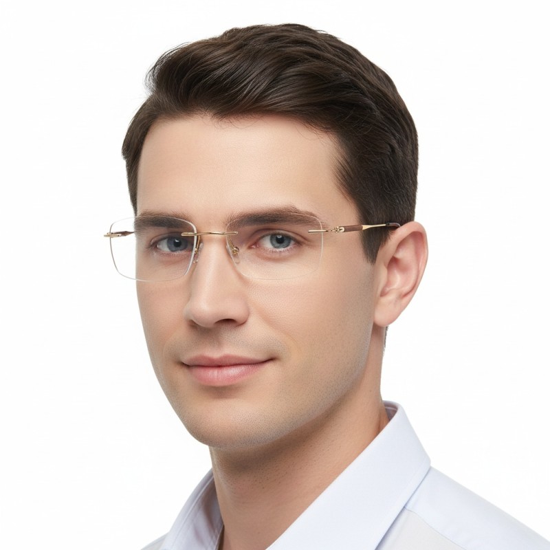 Rectangle Golden Eyeglasses