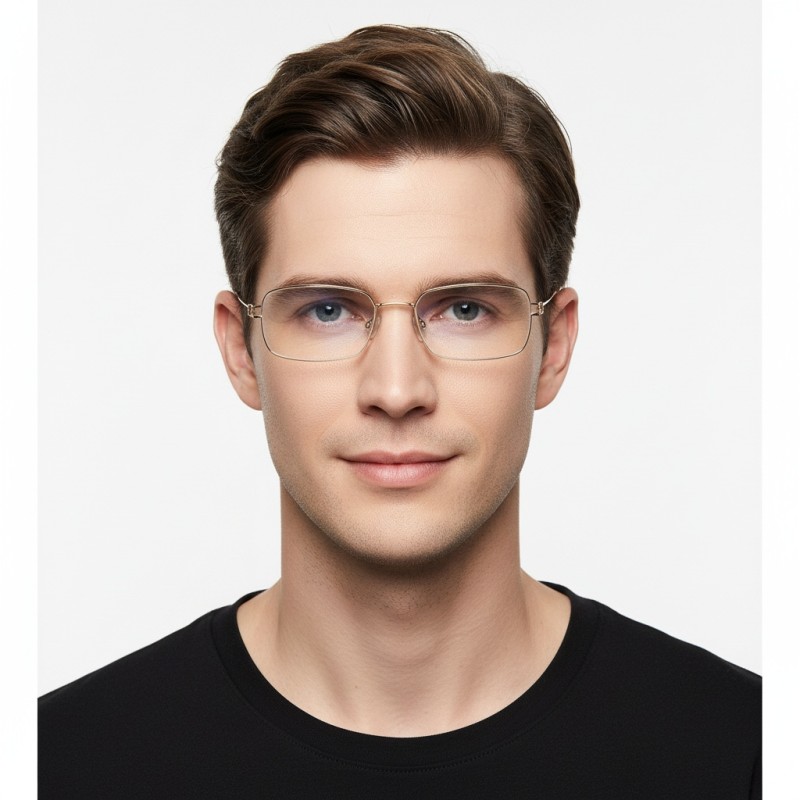 Rectangle Golden Eyeglasses