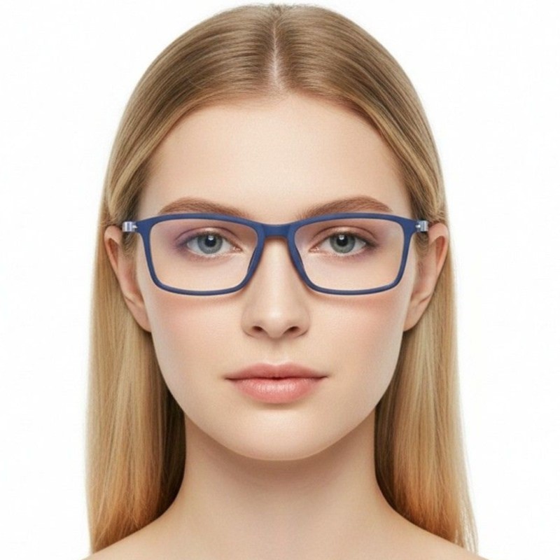 Rectangle Blue Eyeglasses