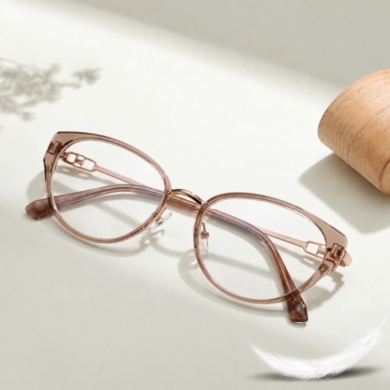 Elodie Light Brown Cat Eye Prescription Glasses additional view