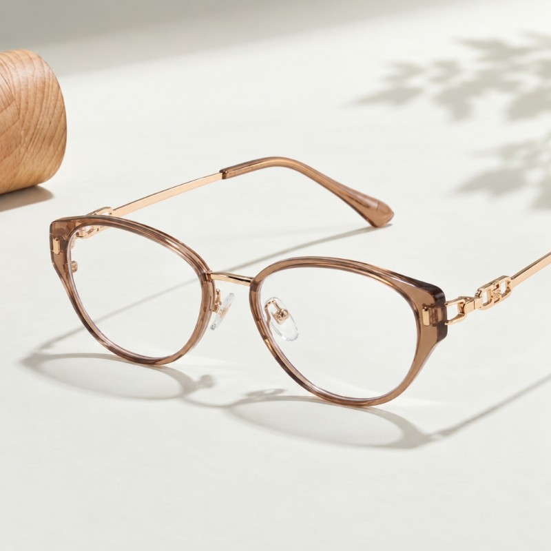 Elodie Light Brown Cat Eye Prescription Glasses additional view
