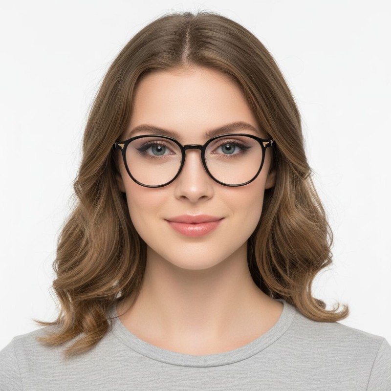 Square Black Golden Eyeglasses