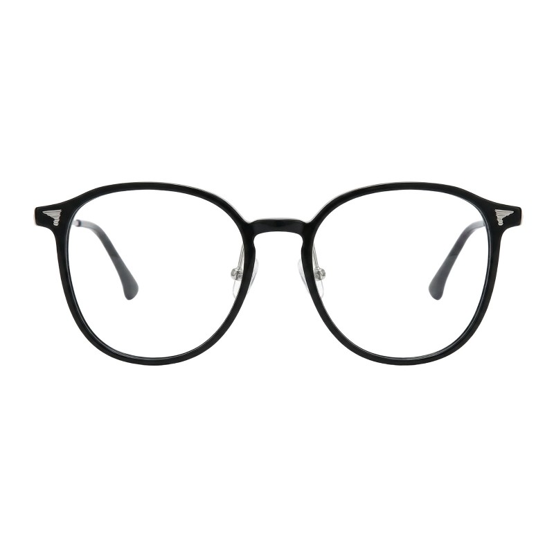 Square Black Silver Eyeglasses