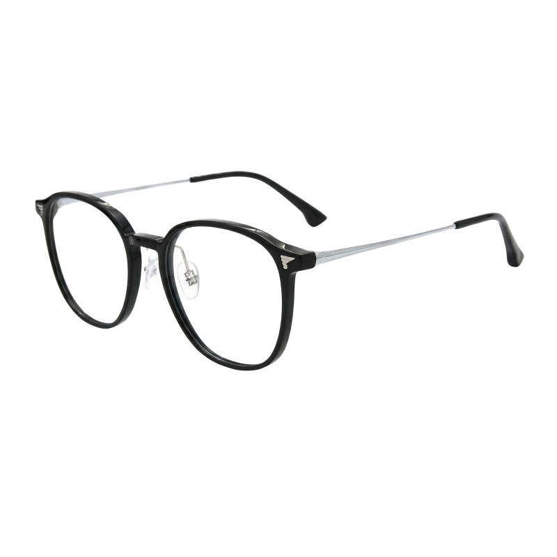 Square Black Silver Eyeglasses