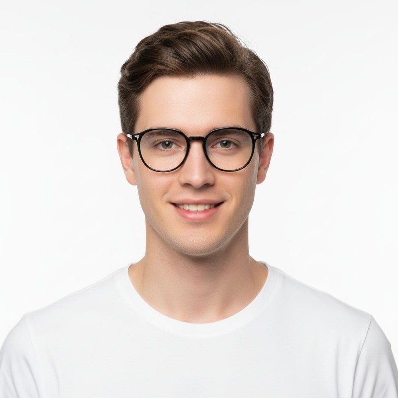 Square Black Silver Eyeglasses