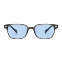 Sacramento - Rectangle Gray Sunglasses with Blue Lenses