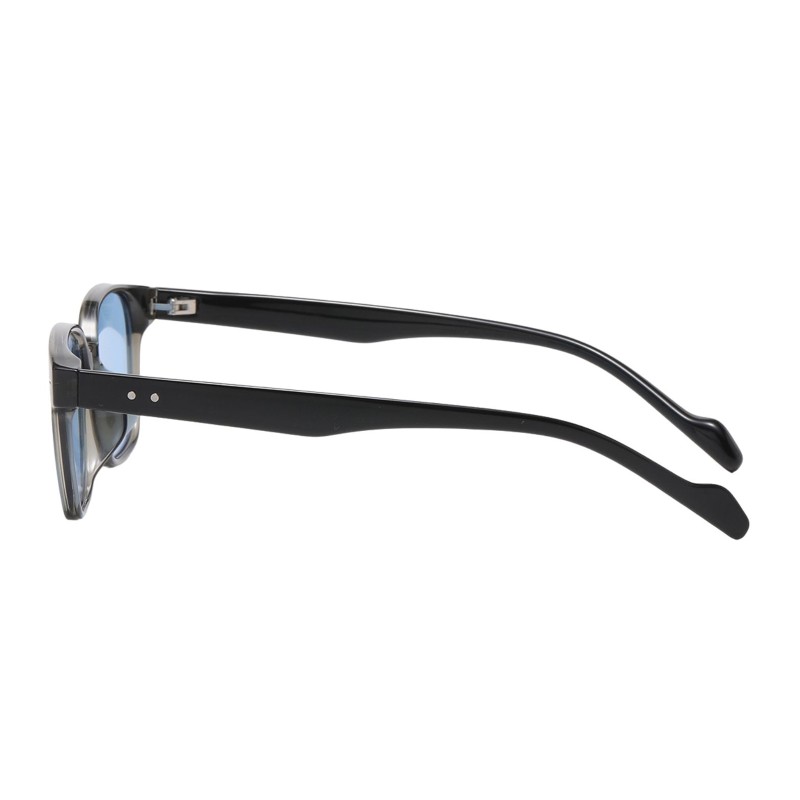 Rectangle Gray Sunglasses with Blue Lenses