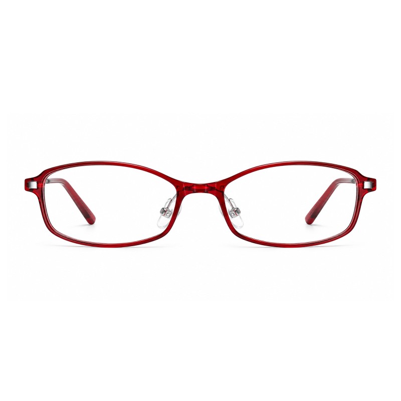 Avery Burgundy Silver Rectangle Prescription Glasses