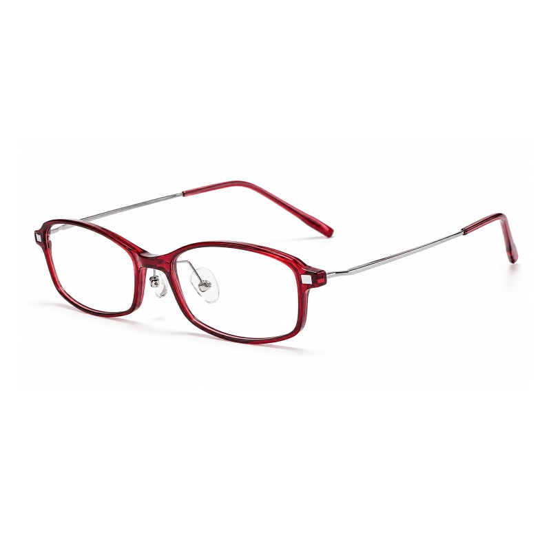 Avery Burgundy Silver Rectangle Prescription Glasses additional view