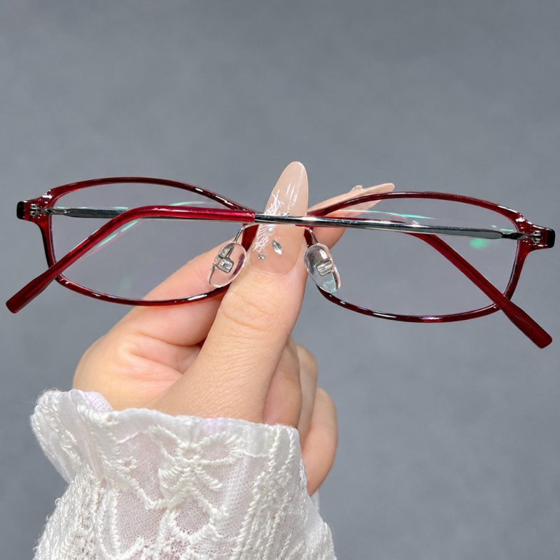 Avery Burgundy Silver Rectangle Prescription Glasses additional view