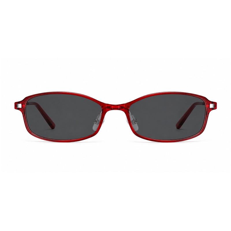 Avery Burgundy Silver Rectangle Prescription Glasses additional view