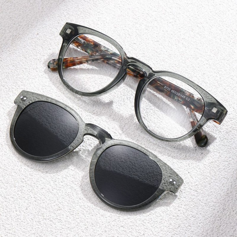Oval Gray Eyeglasses