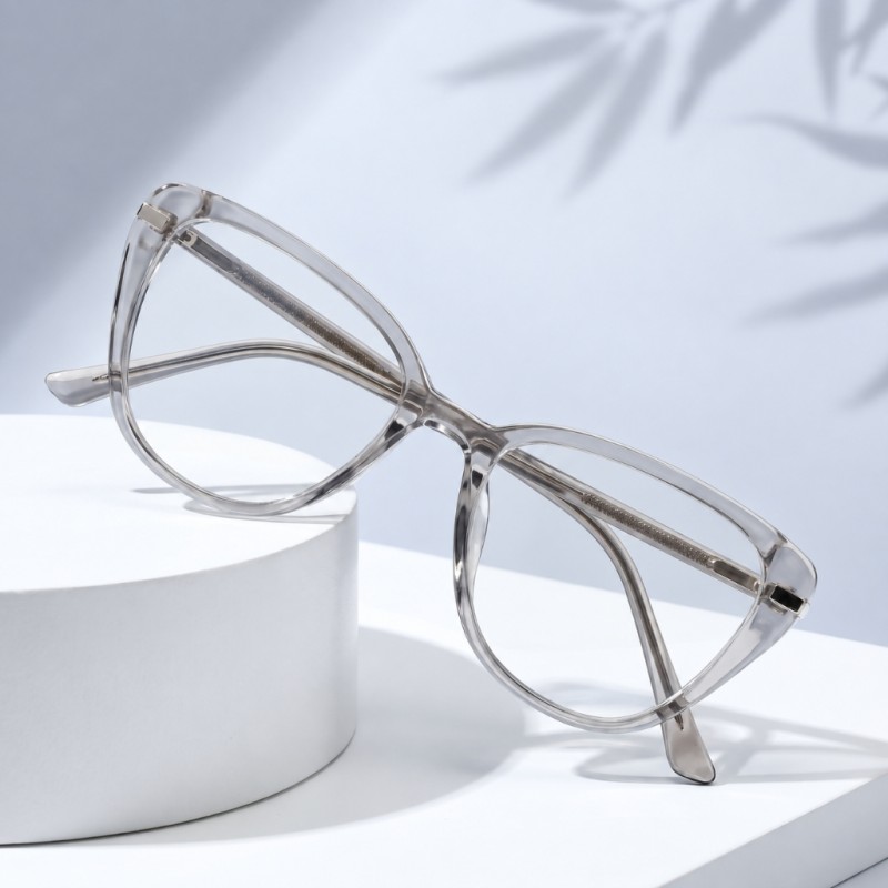 Elowen Light Gray Cat Eye Prescription Glasses additional view