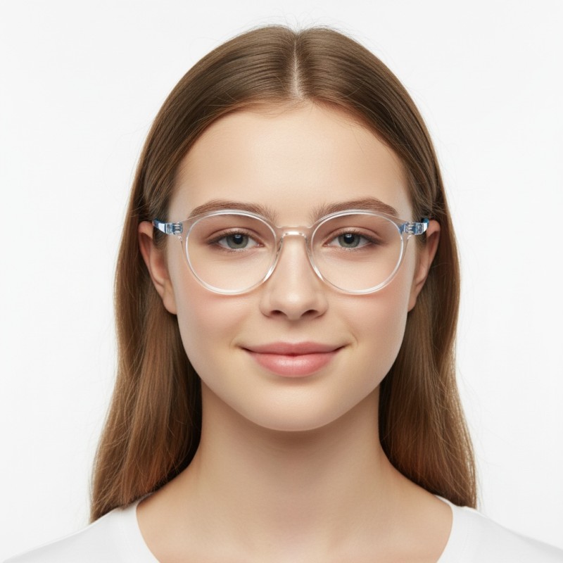 Round Blue Eyeglasses
