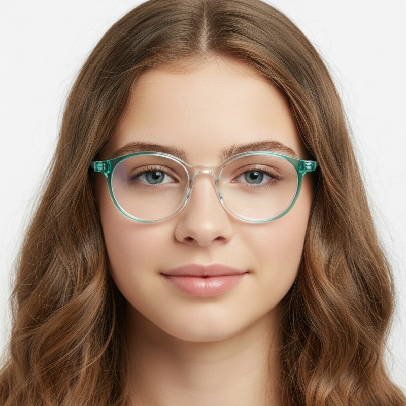Round Cyan Eyeglasses