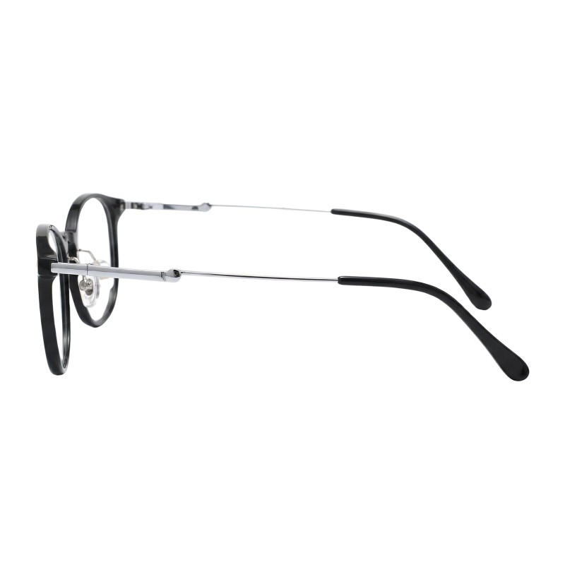 Square Black Silver Eyeglasses