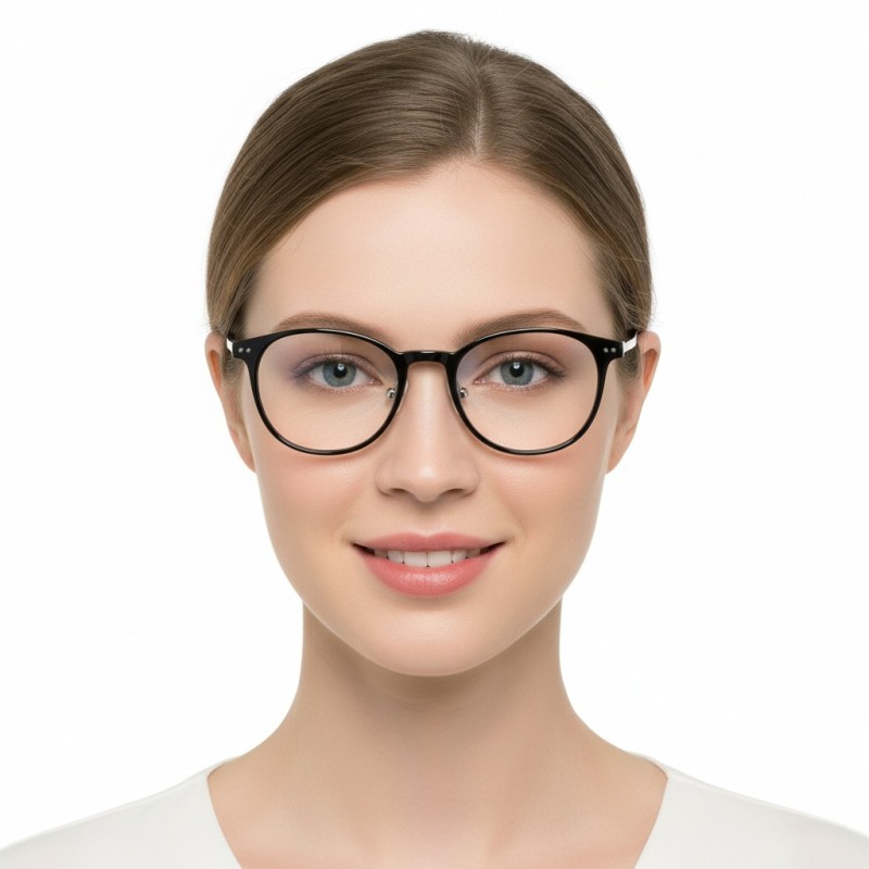 Square Black Silver Eyeglasses